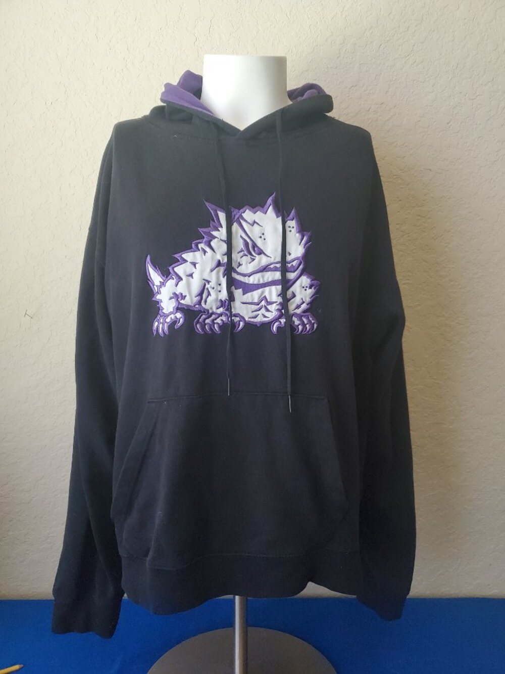 VTG TCU Horned Frogs Stadium Athletics Black Purple Hoodie Large